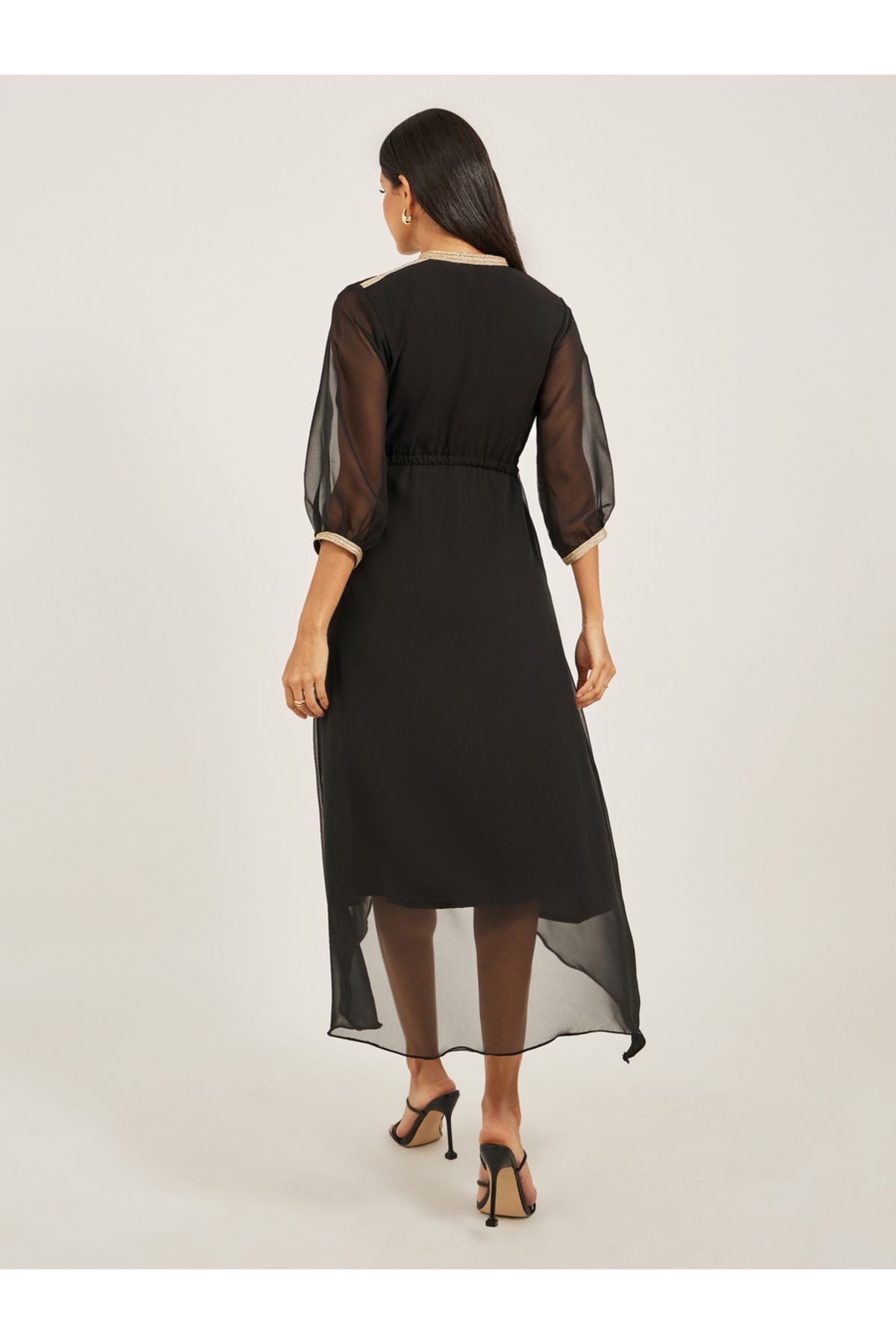 Maxim Creation By Styli-Lace Detail Asymmetric Hem A-Line Midi Dress 5