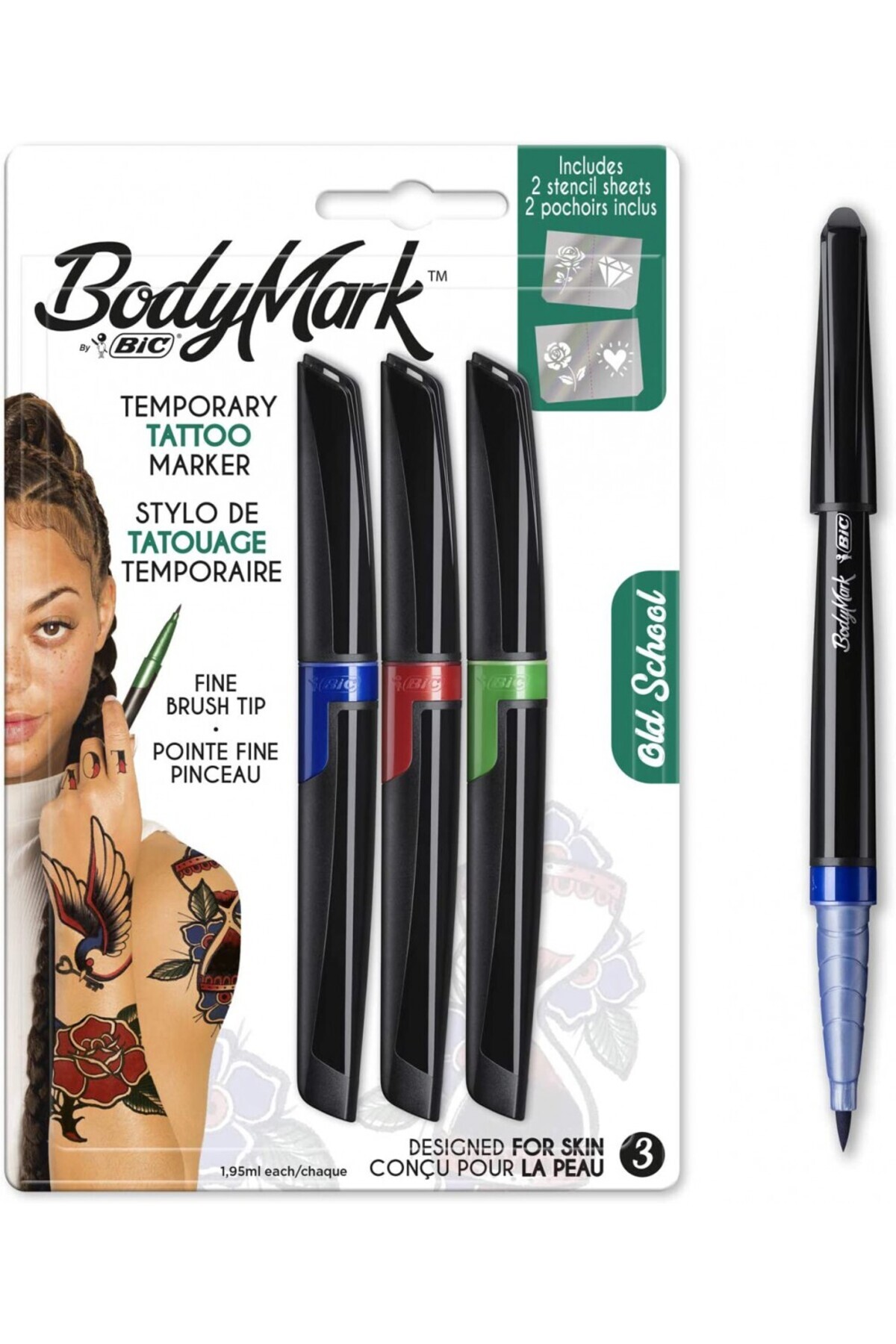 Tatoo Body Mark Temporary Tattoo Pen 3-Piece Bilister-Old School