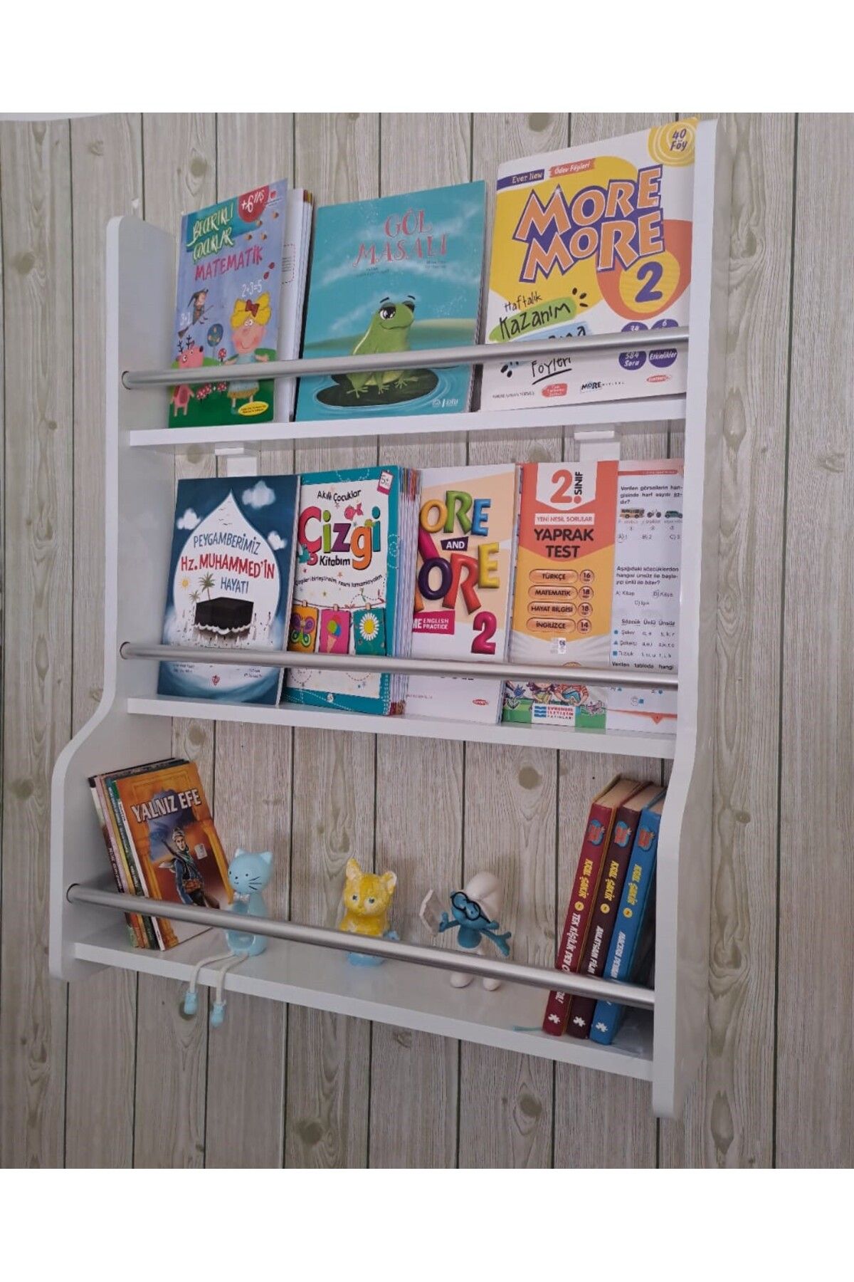 BRR STORE Nilgün Serisi 3 Raflı Montessori Kitaplık- Çocuk Odası Kitaplık Raf