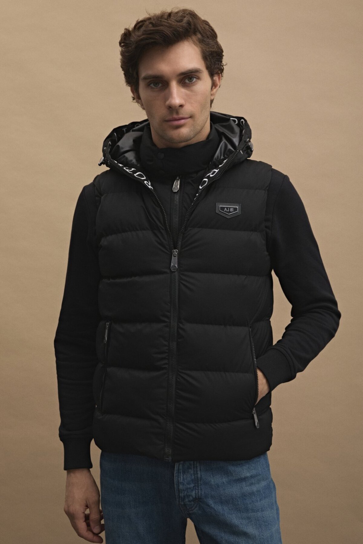 AJ 81 Çift Fermuar Detay Kapşonlu Şişme Yelek