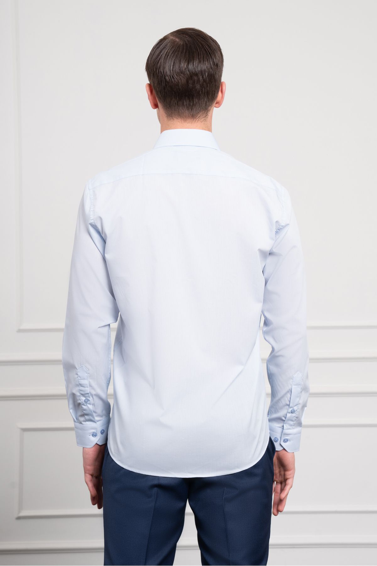 Morven-Men's A. Blue Basic Regular Fit Hard Collar Pocket Shirt 5