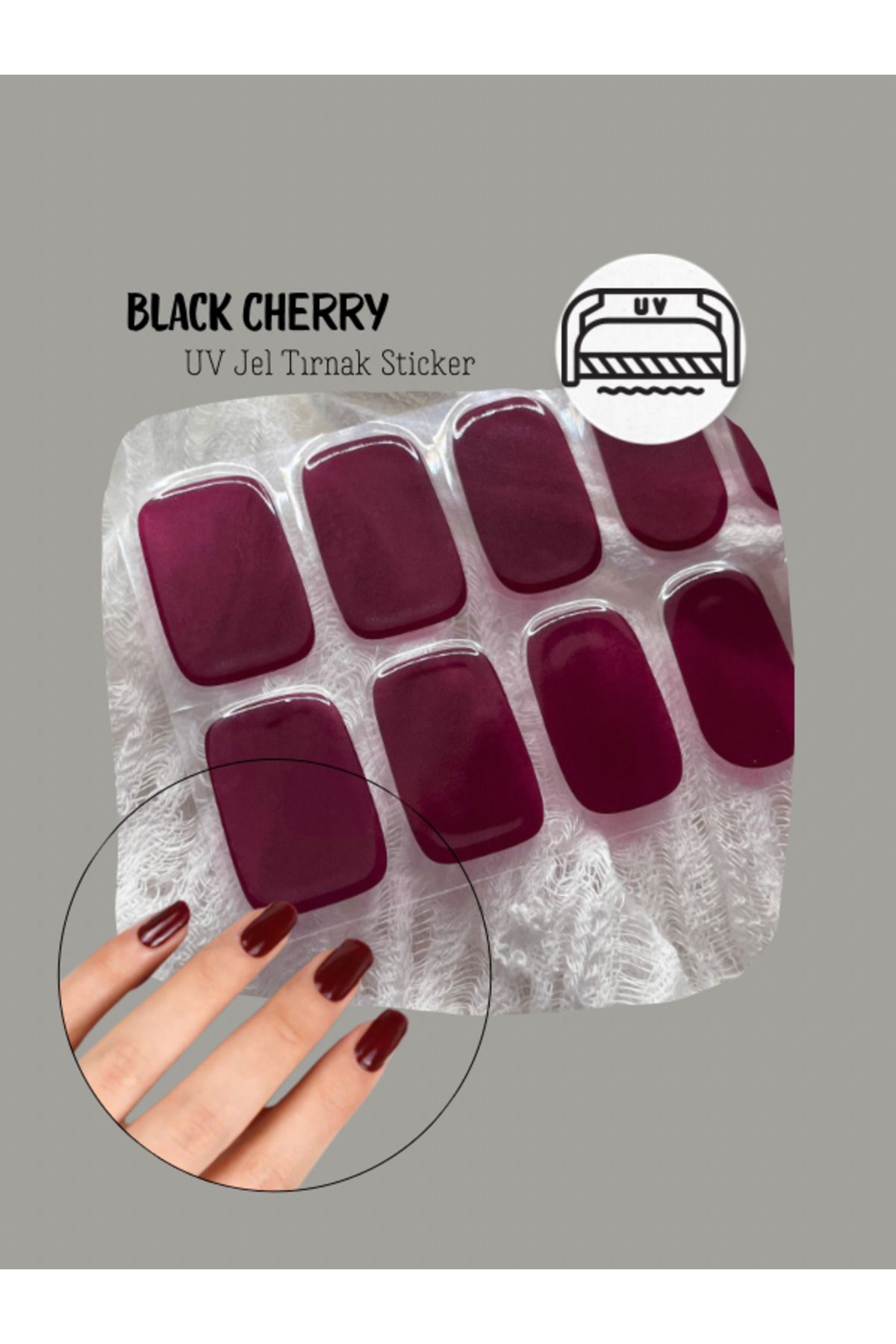 3Beauty Black Cherry UV Jel Oje Tırnak Sticker 20’li