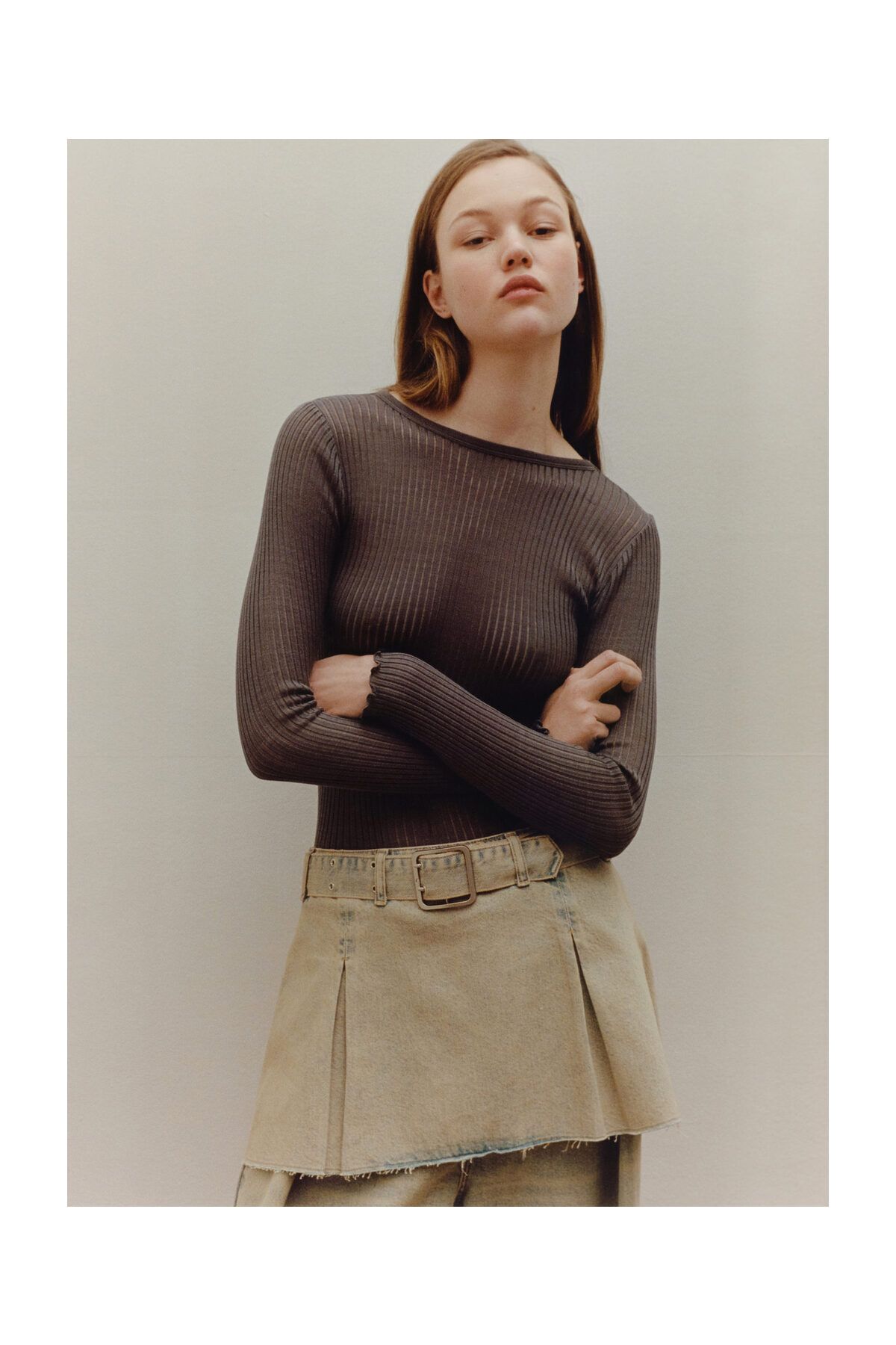 MANGO Woman-Denim mini-skirt with belt 4