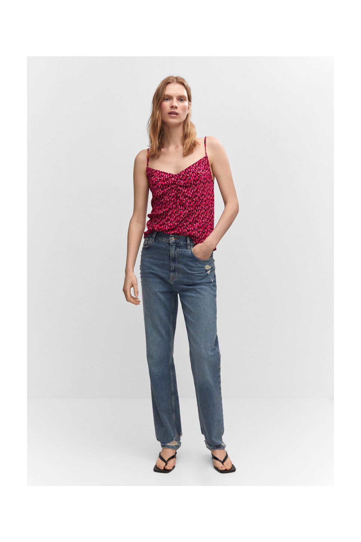 MANGO Woman-Print ruched top 7