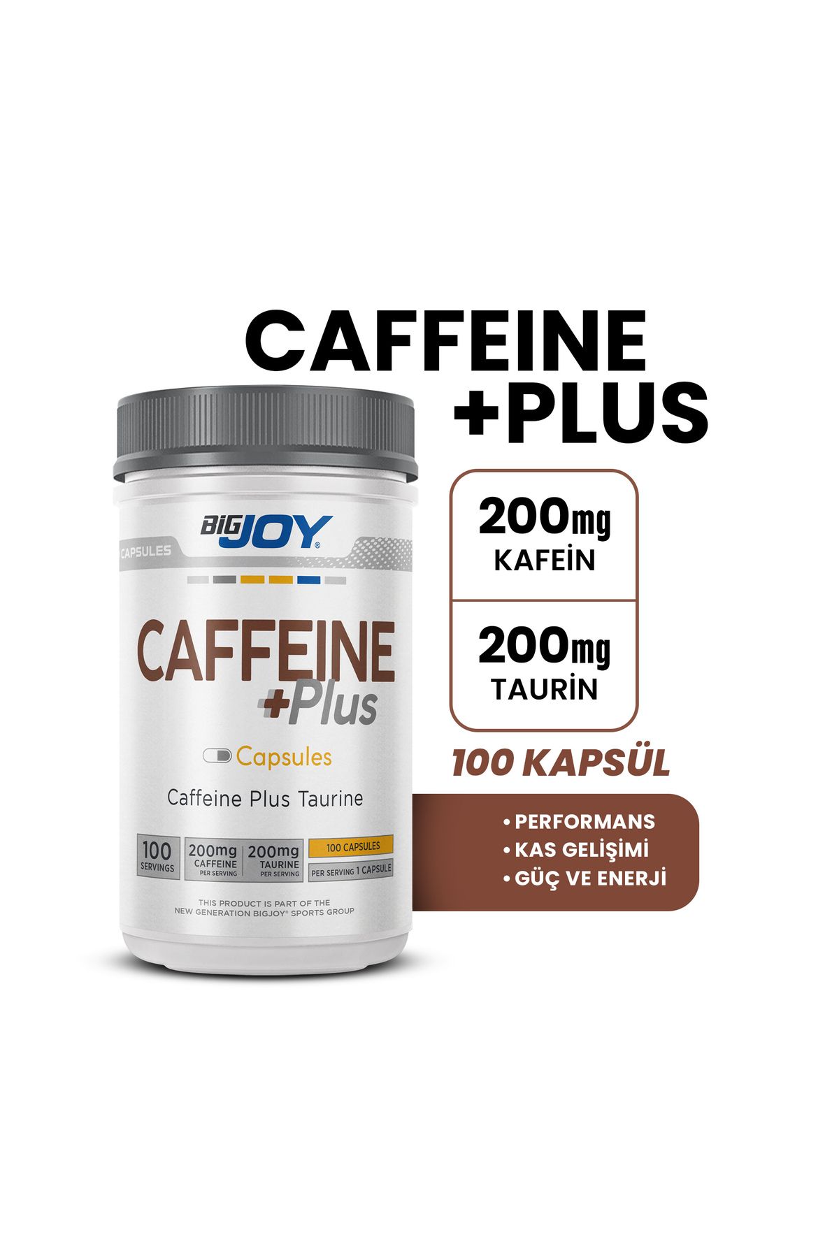Bigjoy Sports-Caffeine Plus Taurine - 100 Capsules 100 Serving Power and Performance Enhancement 2