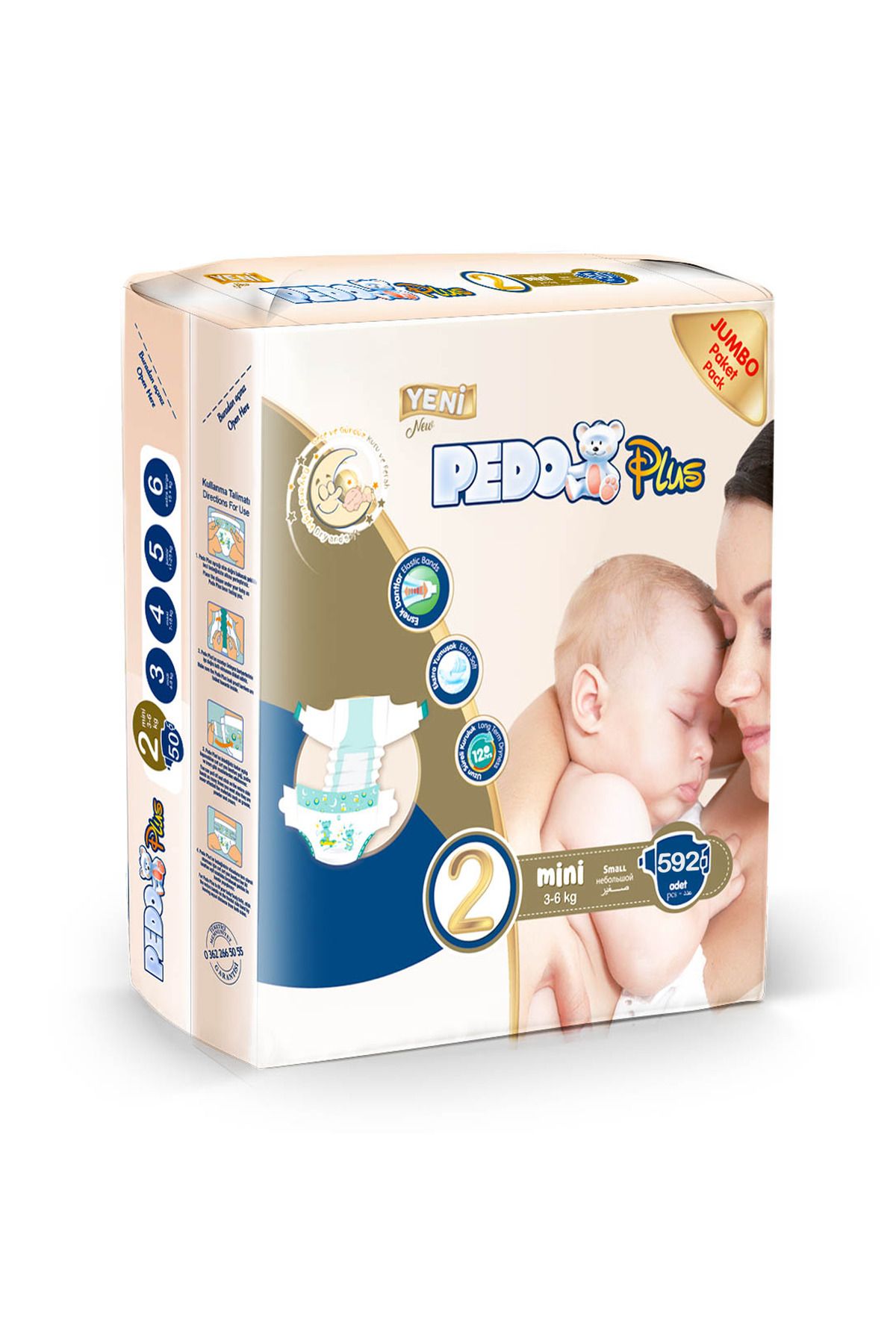 Pedo 2 Numara Mini Bebek Bezi Jumbo Paket 592 Adet