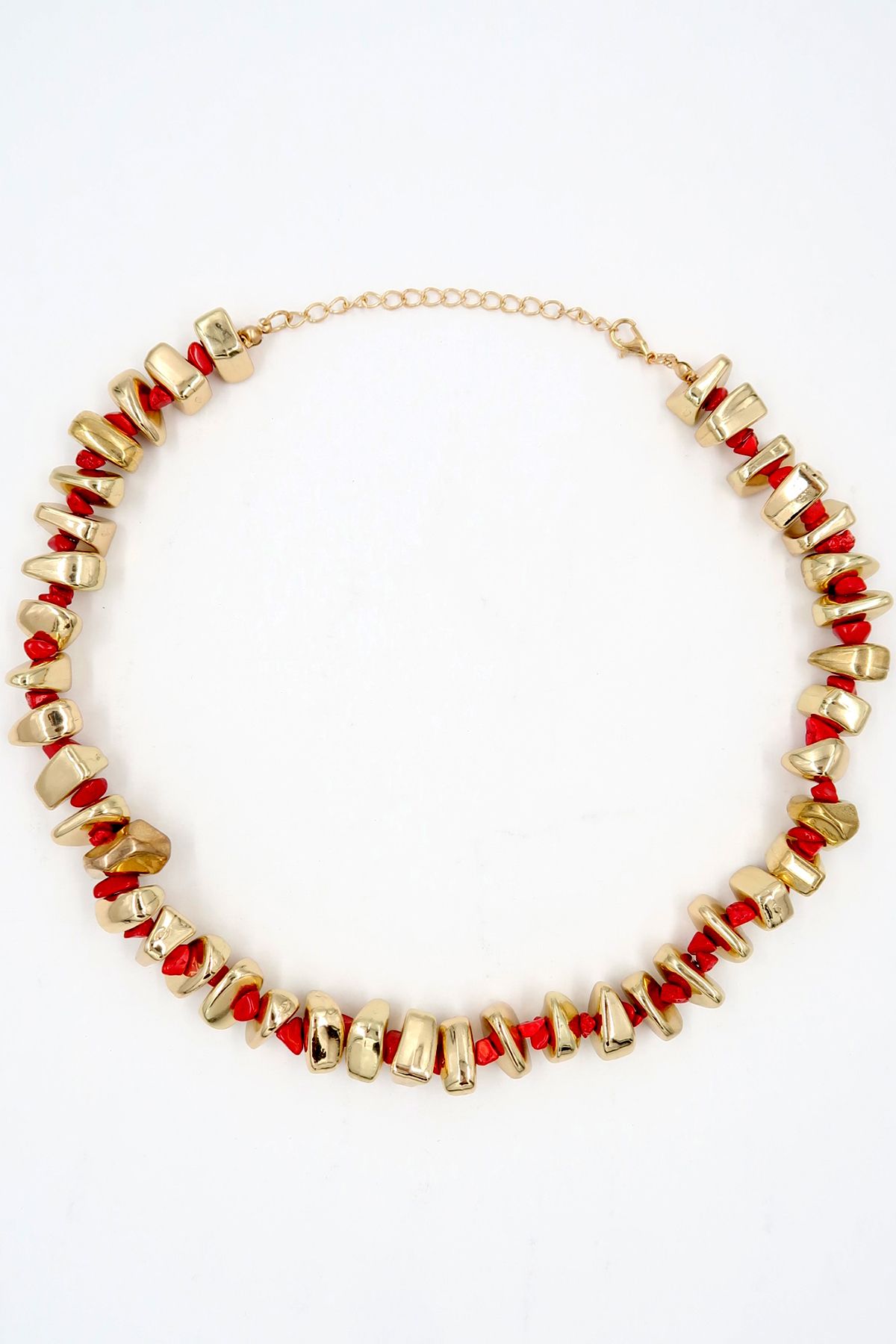 Trend Alaçatı Stili-Women's Gold Asymmetrical Stone and Enamel Stone Necklace Alc-X13810 3
