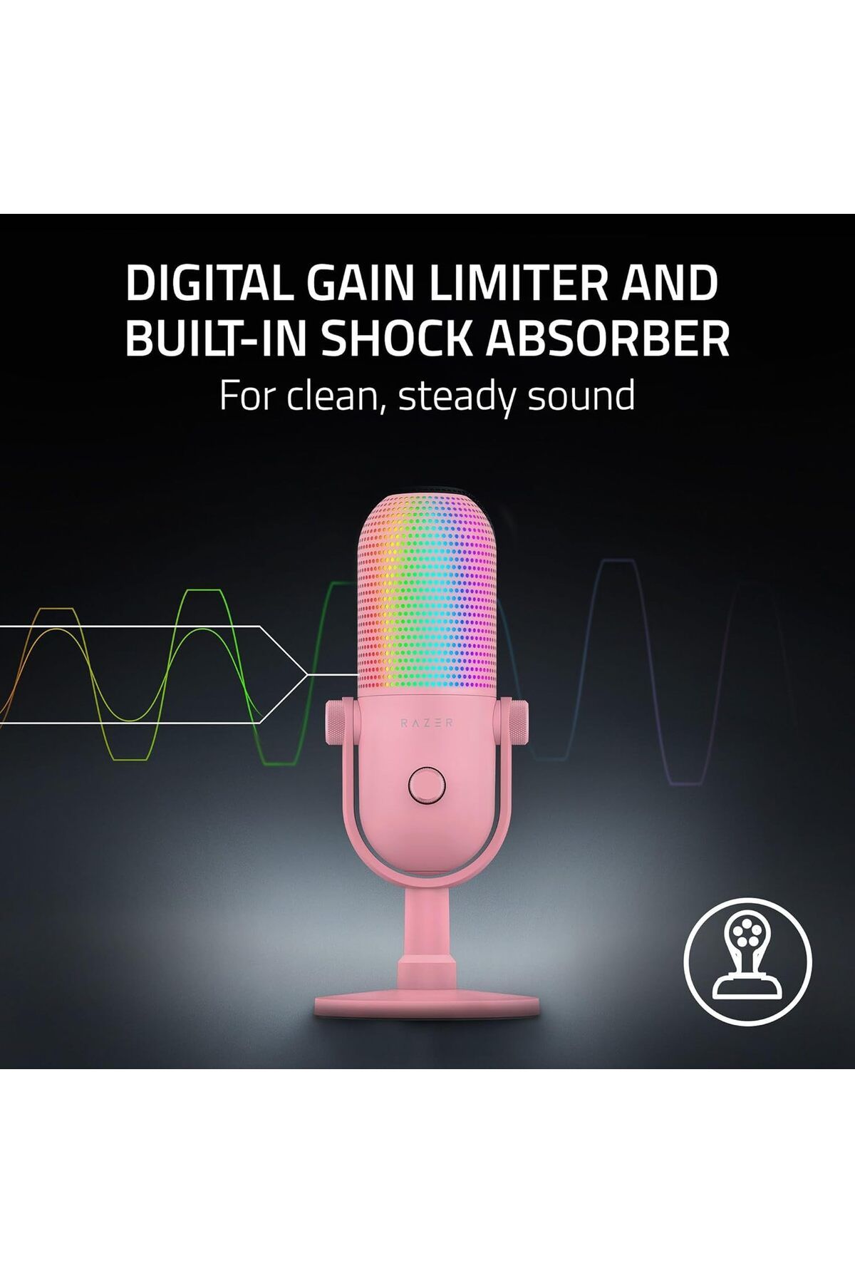 RAZER-Seiren V3 Chroma RGB USB Microphone: Stream & Game Reactive Lighting, Tap-to-Mute Sensor, Cond 13