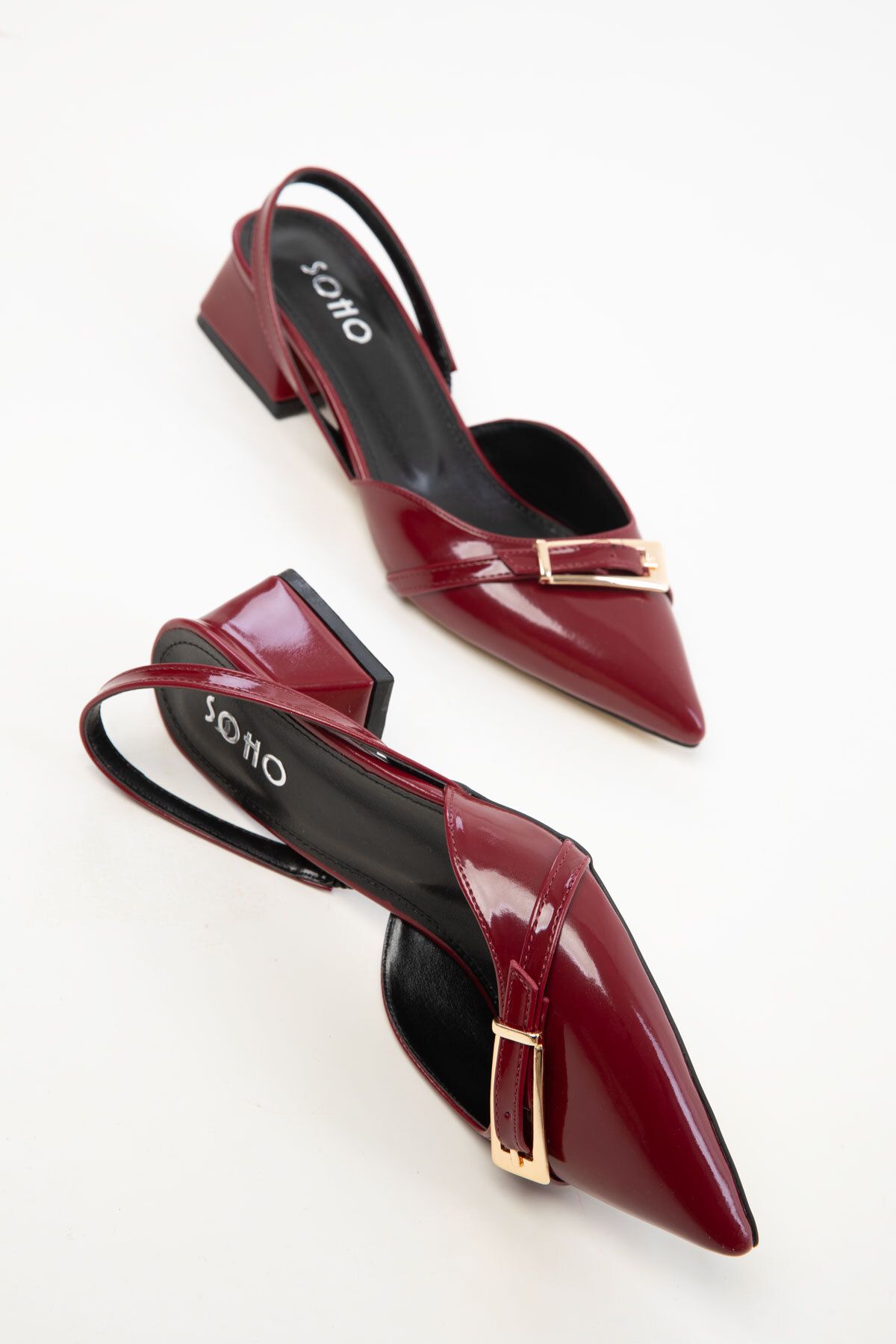 SOHO Pantofi Clasici Cu Toc De Damă Din Piele Lacuită Roșie Claret Femeie - 38