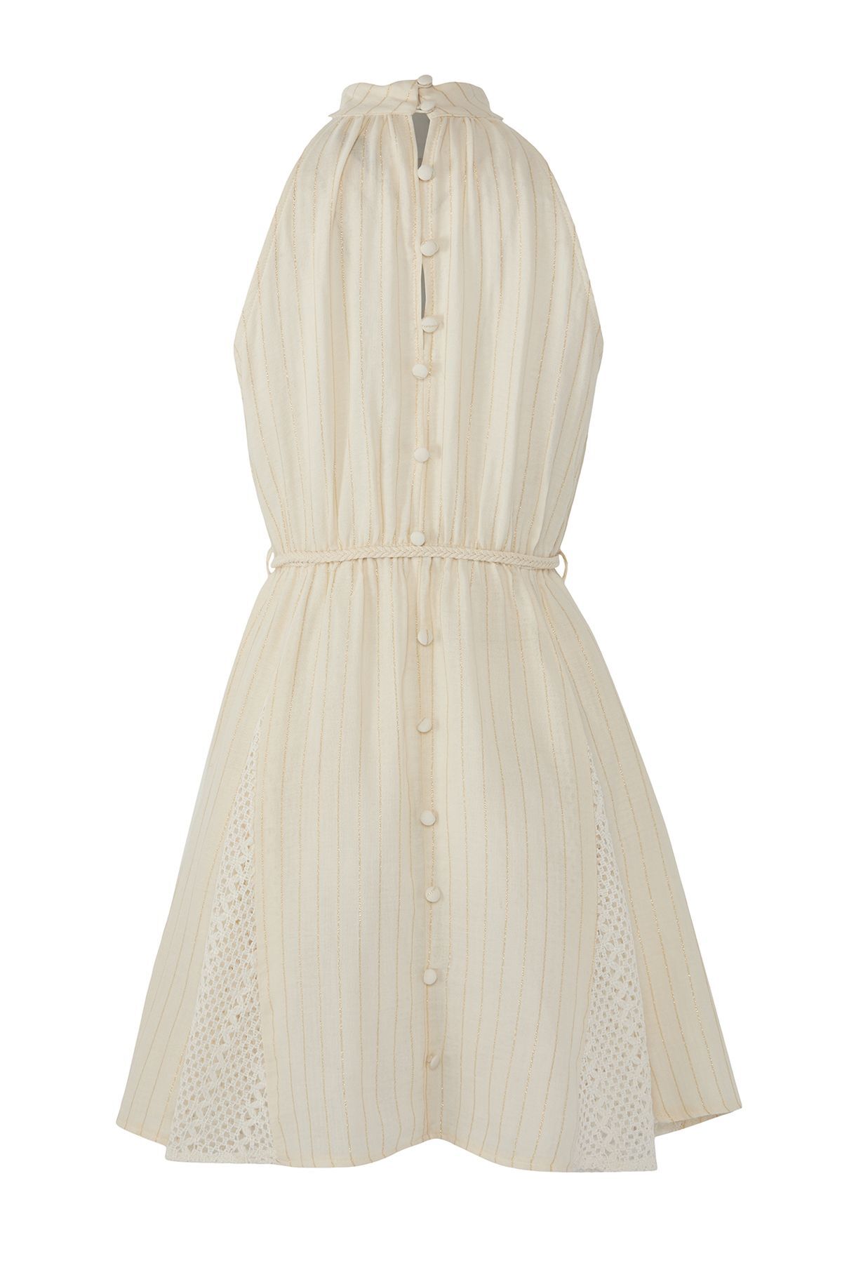 Trendyolmilla  Bej Dokuma Volanlı Plaj Mini Elbise TBESS25EL00128 - Görsel 5