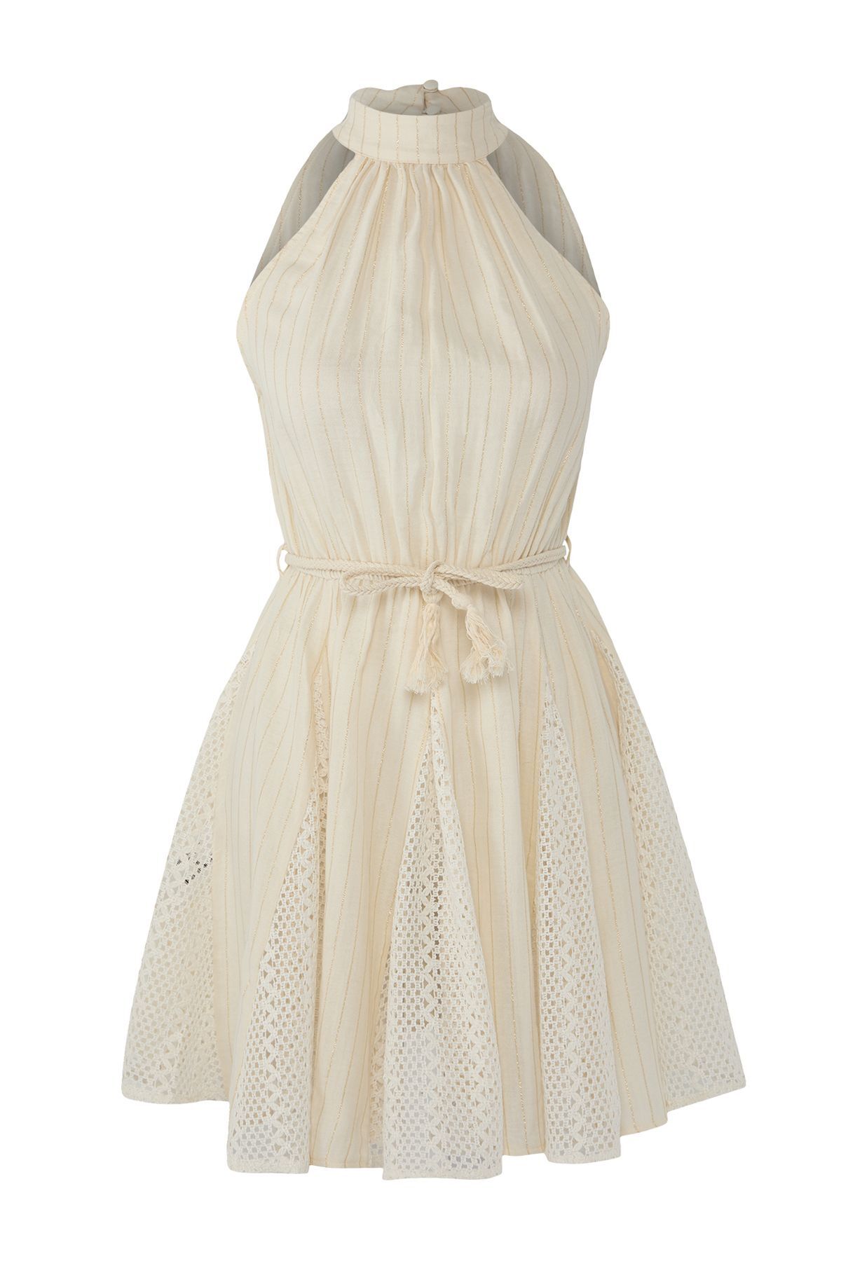 Trendyolmilla  Bej Dokuma Volanlı Plaj Mini Elbise TBESS25EL00128 - Görsel 7