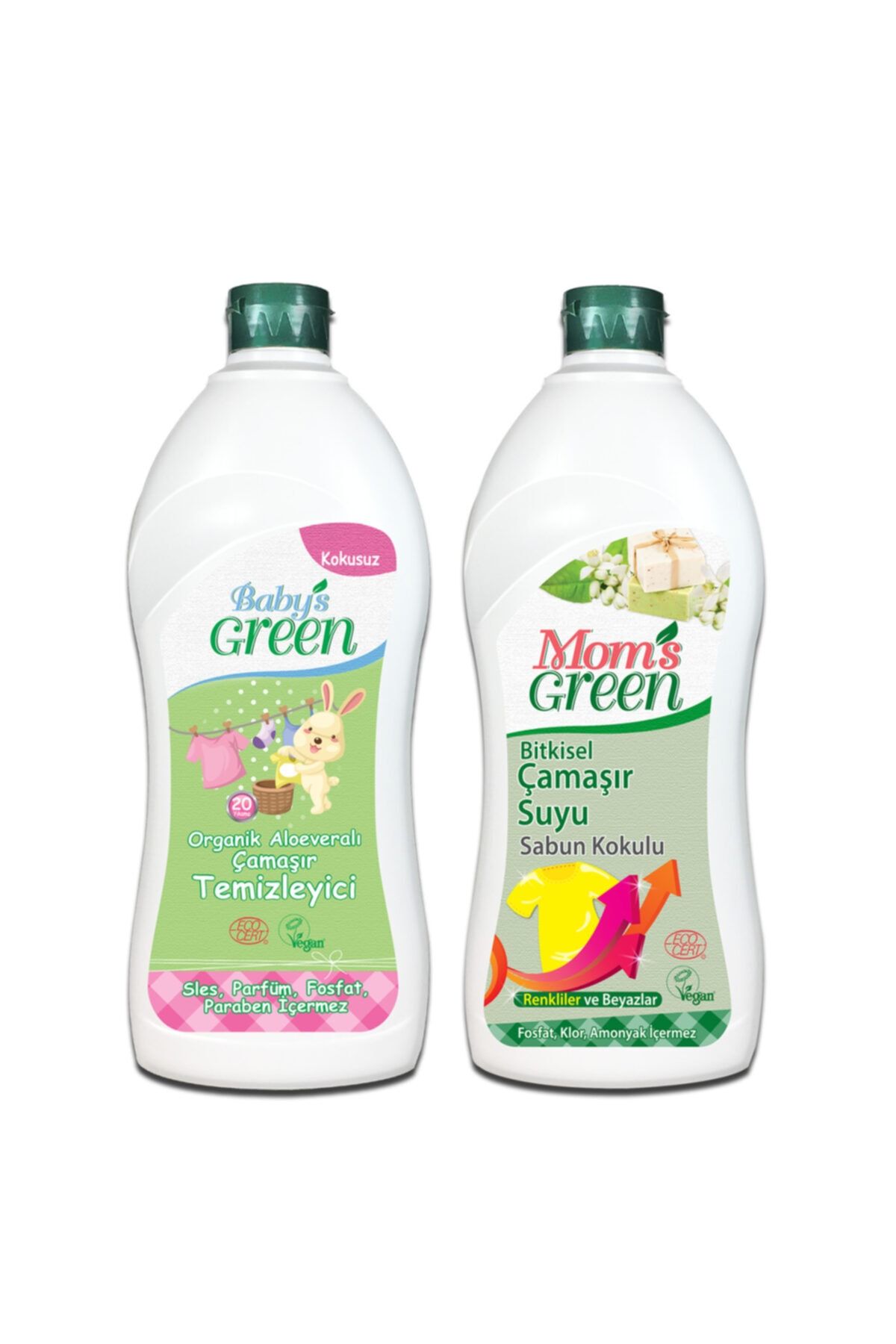 Baby's Green 2'li Set Bebek Organik Çamaşır Temizleyici 20 Yıkama Ve Bitkisel Çamaşır Suyu Sabun Kokulu