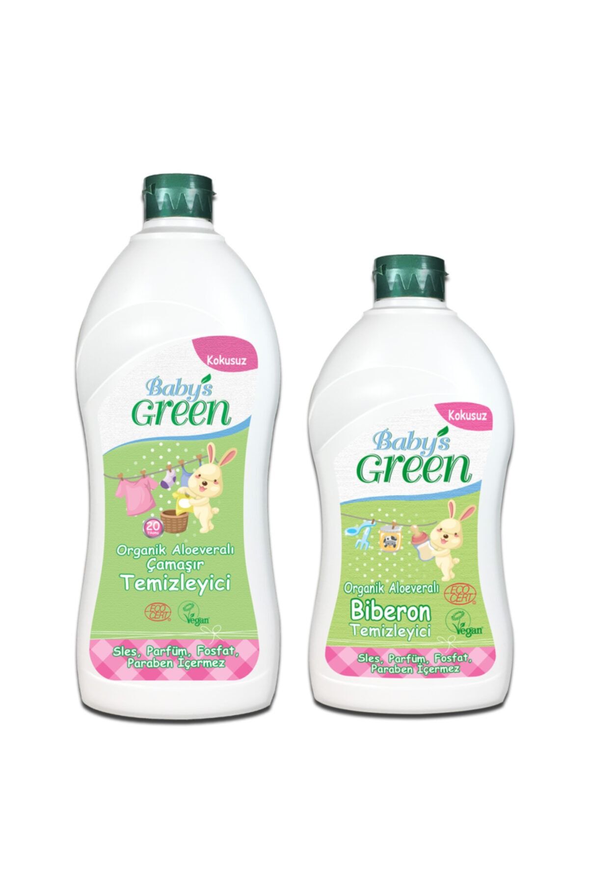 2'li Set Organik Aloe Veralı Bebek Çamaşır Deterjanı 20 Yıkama Organik Biberon Temizleyici 500 ml
