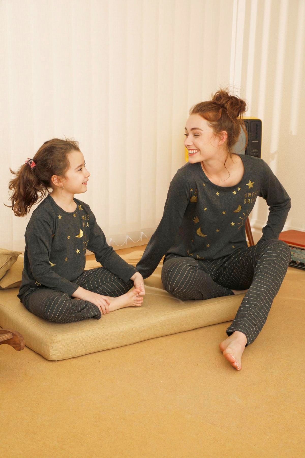 Siyah İnci Pamuklu Likralı Pijama Takım