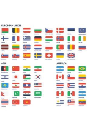 Kıtalar, Ülke Bayrakları Ve Isimleri Eğitici Duvar Sticker Seti KTM8891011