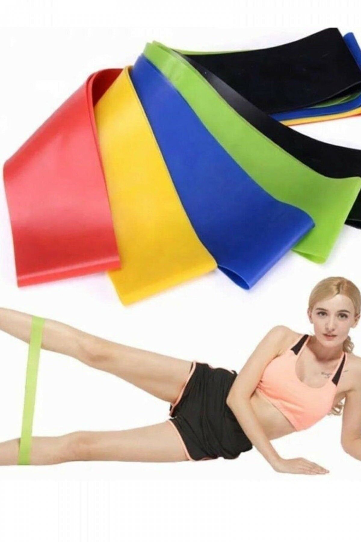 Pilates Bandı Plates Egzersiz Direnç Lastiği 5'li Set - Hafif/orta - Orta/sert
