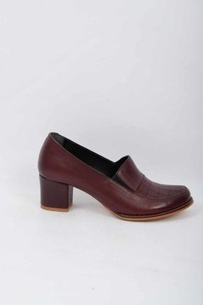 Bordo Hakiki Deri Kadın Klasik Topuklu Ayakkabı Chelsy P7028S3890