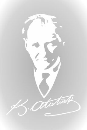 Mustafa Kemal Atatürk Sticker Silüet Oto Sticker Araba Sticker 40 X 32 Cm Beyaz 895258220240
