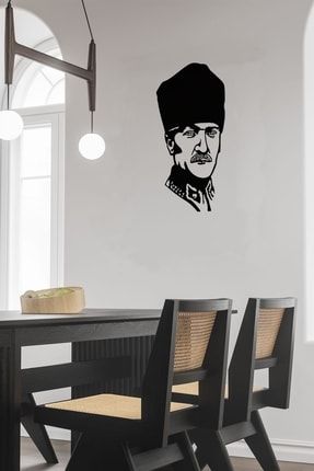 Siyah Ahşap Lazer Mdf Atatürk Silüeti Duvar Dekoru Tablosu P895S2384