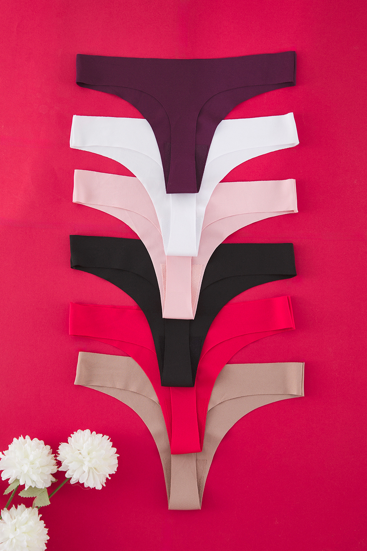 Trendyol Collection Mehrfarbiger 6-teiliger, lasergeschnittener Tanga-Strickhöschen, nahtlos, Ismantar