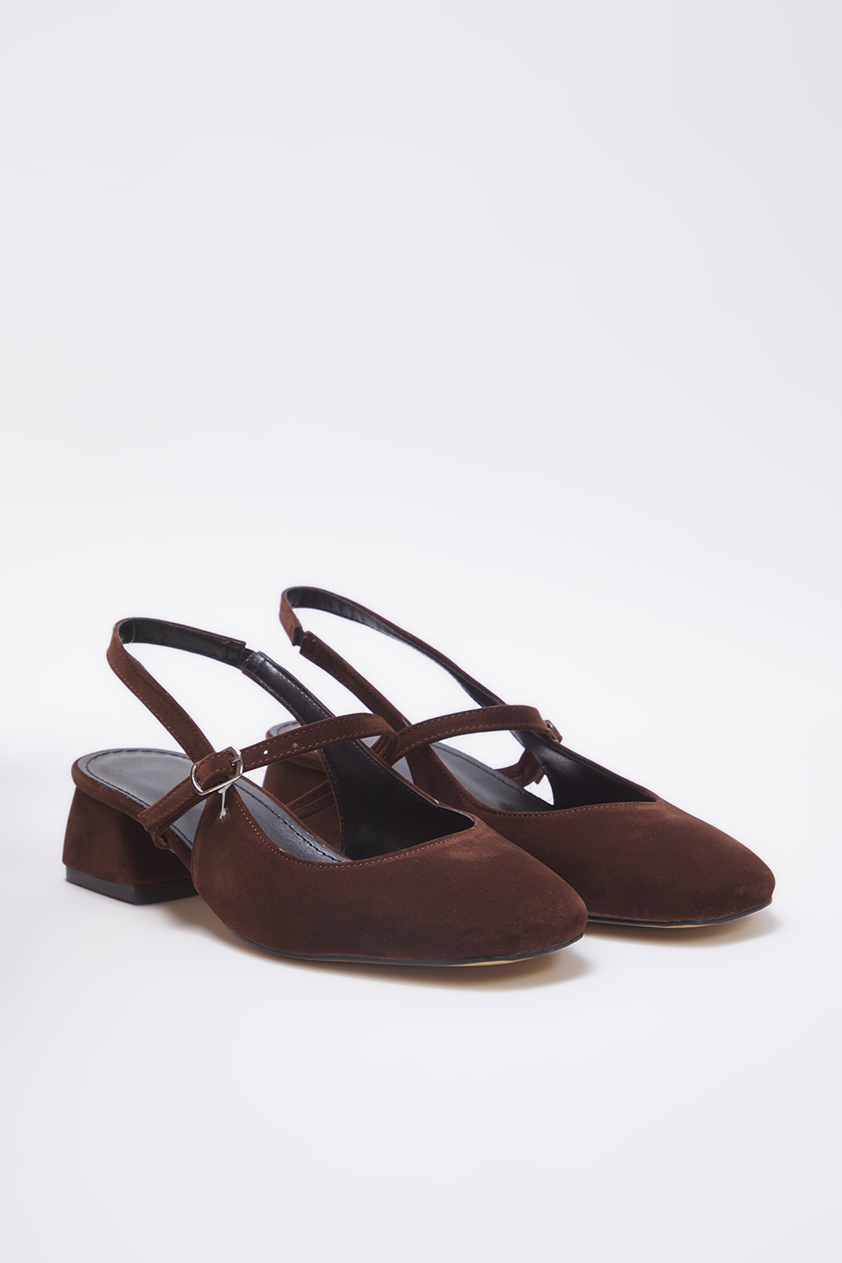 TRENDYOL SHOES-Tmavě hnědé sandály na podpatku Mary Jane Block TAKSS25TO00075 3