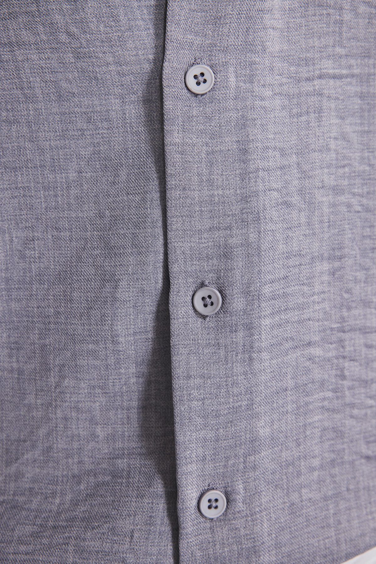 Trendyol Collection-Gray Regular Fit Linen Look Loose Draped Shirt Tmnss25Go00075 3
