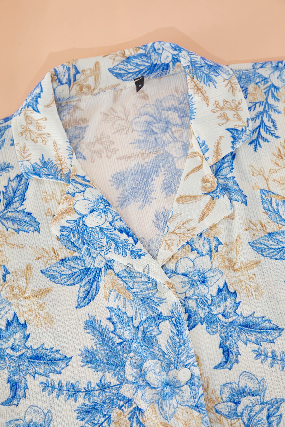 Edit by Trendyol-Σετ Πιτζάμες Πλεκτό Μπλε Floral Κορδόνι TEDSS25PT00006 3