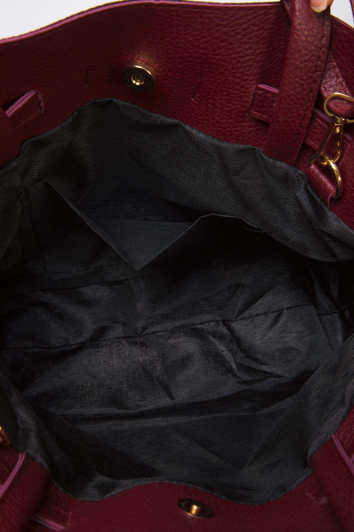TRENDYOL SHOES-Burgundy kézi fogantyúval és keresztpántos Maxi Tote női válltáska TAKSS25OC00030 7