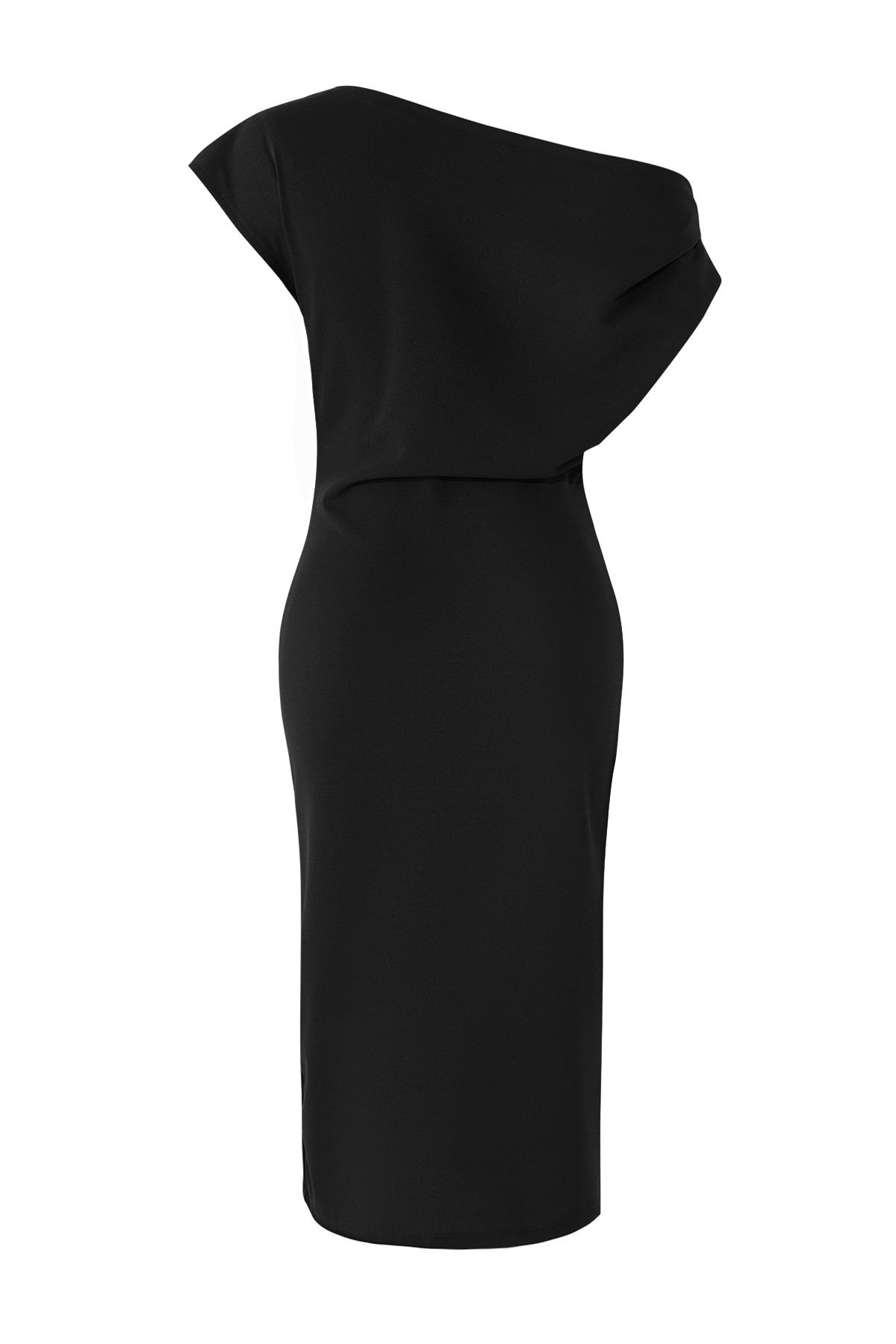 Trendyol Collection-Schwarzes Midi-Strickkleid mit Kordelzug/Drapierung TWOSS25EL00780 6