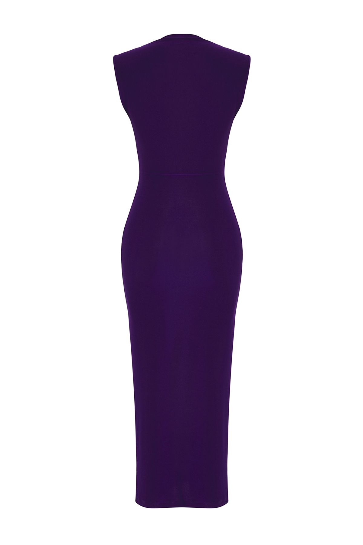 Trendyol Collection-Fialový doplněk Bodycone / Bodycon, Taylan Moon rukávy a midi pletené šaty 6