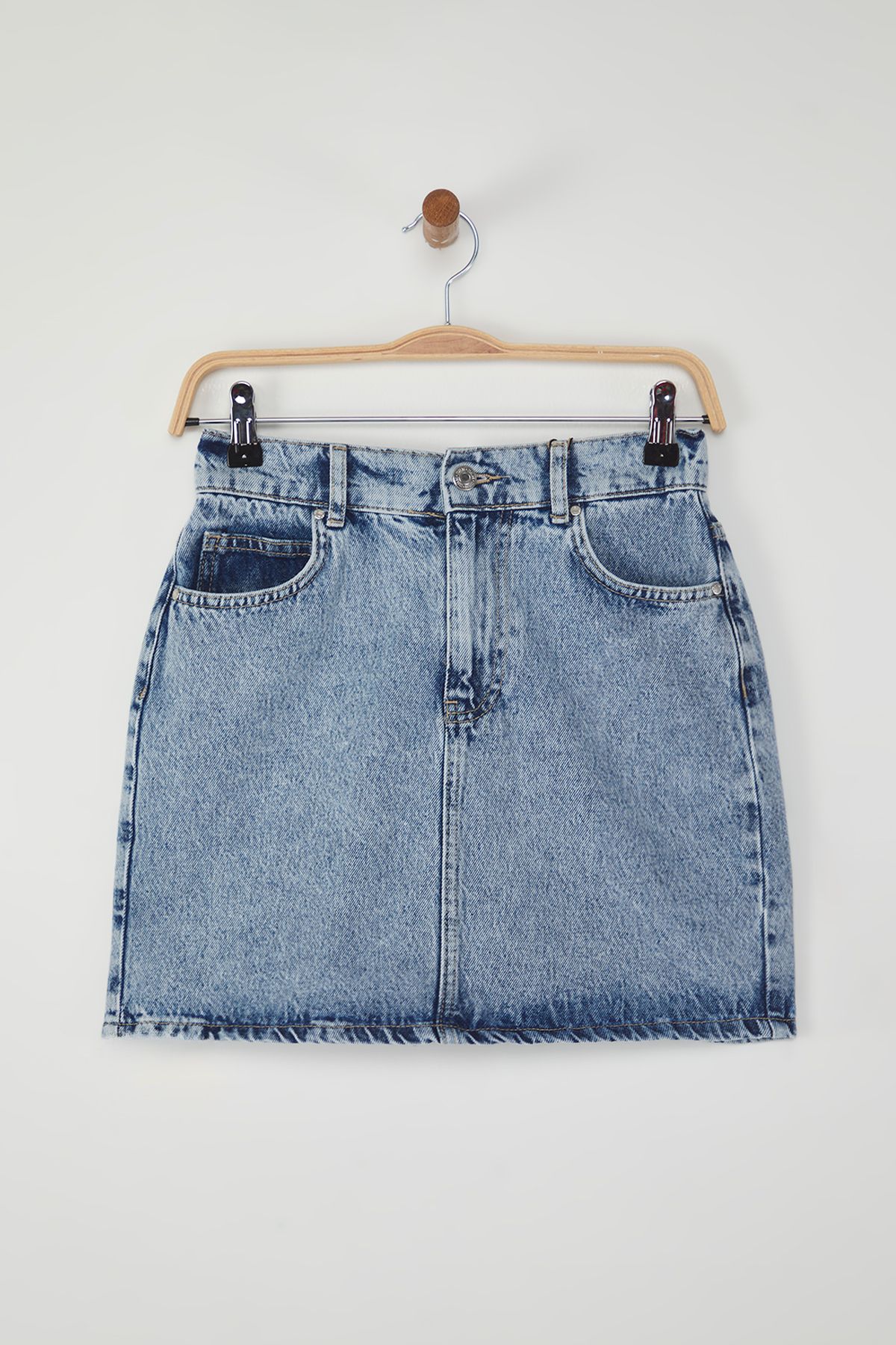Trendyol Collection Niebieska Bardziej Zrównoważona Elastyczna Mini Spódniczka Jeansowa Twoss25et00134 Kobieta - 34