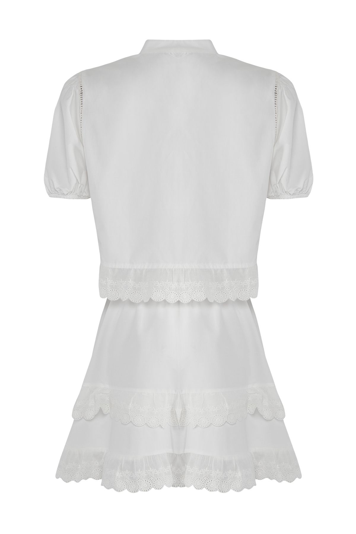 Trendyol Collection-Λευκό υφαντό Brode Μπλούζα Φούστα Παραλίας TBESS25AU00072 6