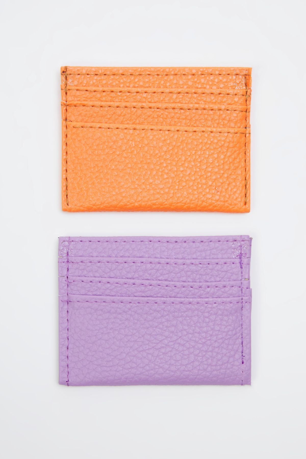 TRENDYOL SHOES-Orange-Lilac Textured 2-Pack Women's Wallet Card Holder Takss25Cu00002 3