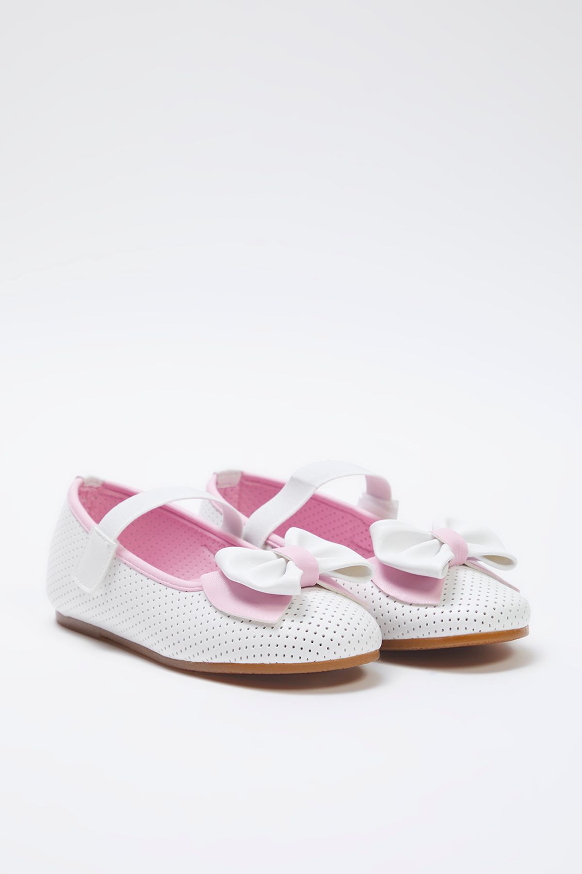 TRENDYOL SHOES-Λευκό-ροζ φιόγκο Λεπτομερείς μπαλαρίνες για κορίτσια για παιδιά TAKSS25BE00035 2