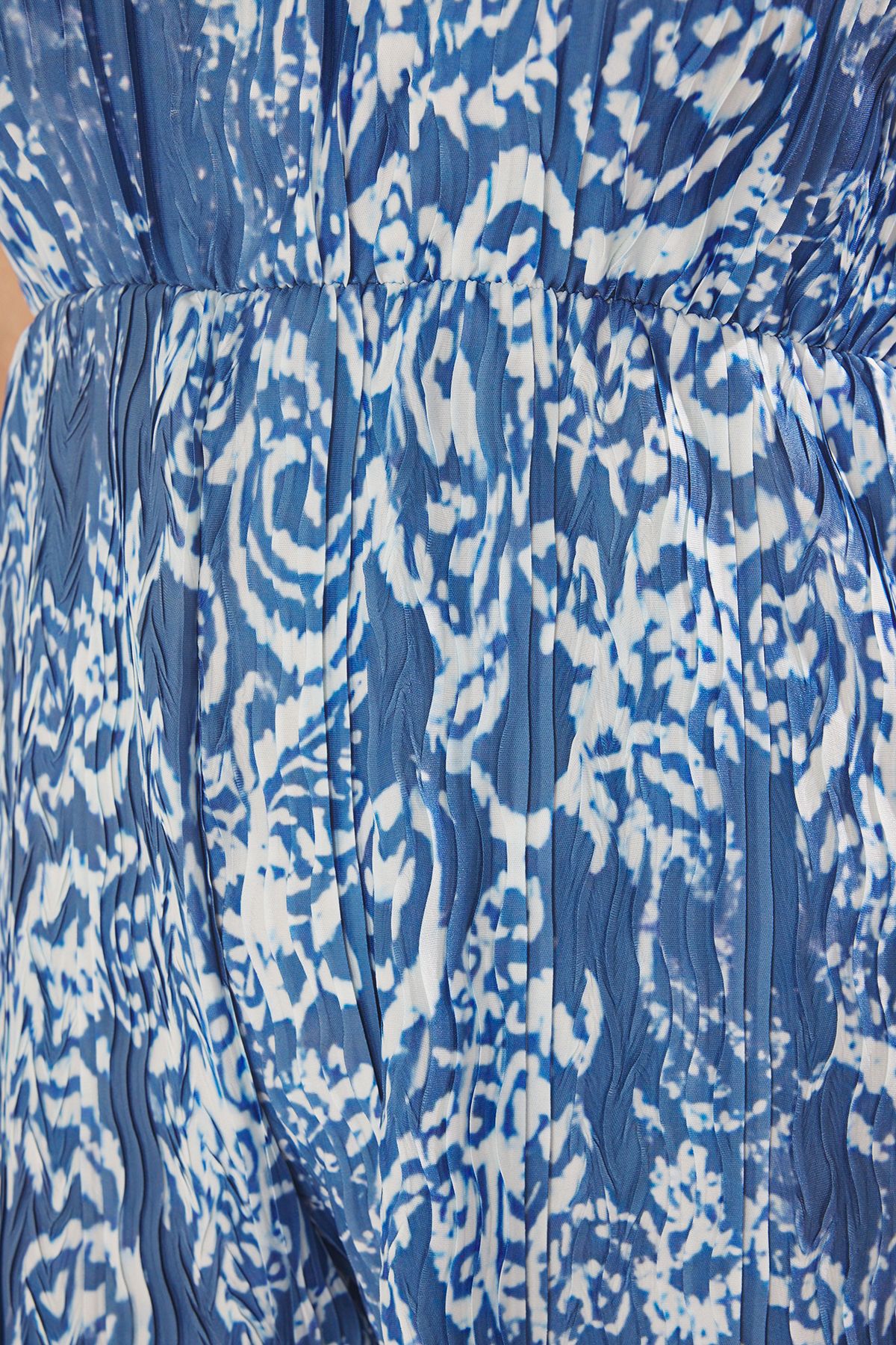 Trendyol Curve-Blue Strap Patterned Large Size Knitted Jumpsuit Tbbss25Bg00016 3