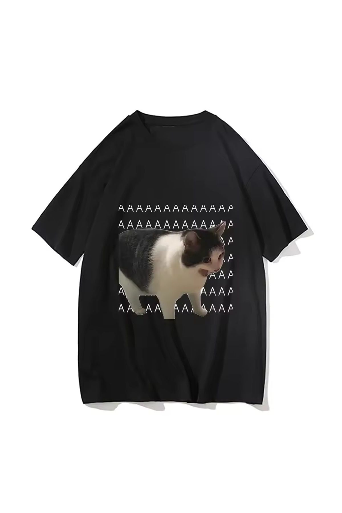 LEIVOR Komik Kedi Poz Baskılı Unisex Pamuk T-shirt