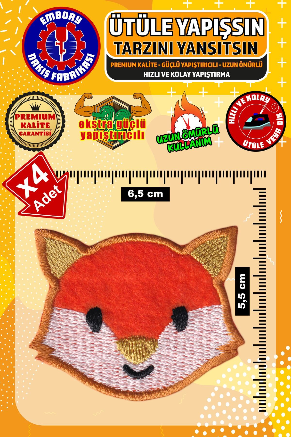 Embory-Patch-ul de armă adeziv și patch-ul de vulpe, aplicat cu 4 bucăți de fier de călcat 1