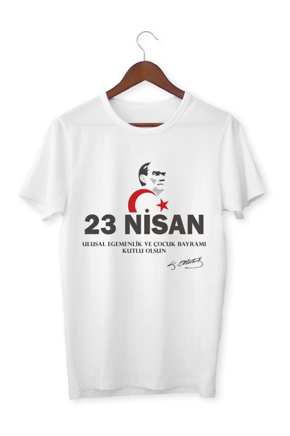 ALPŞAN TİCARET 23 Nisan Tişört 23 Nisan T-shirt Beyaz Çocuk Yetişkin Tişört Unisex T-shirt Çocuk Bayramı