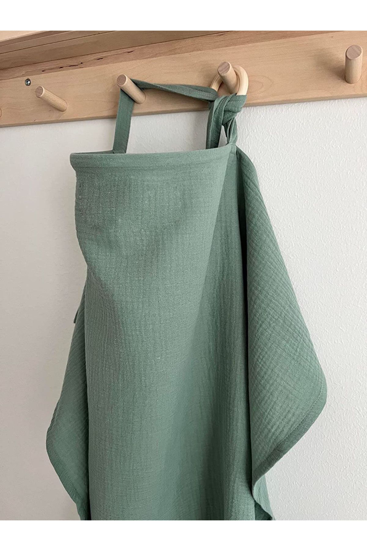 minoshes %100 Pamuklu 4 Katlı Organik Halkalı Müslin Emzirme Önlüğü 65x100 Cm / Yeşil