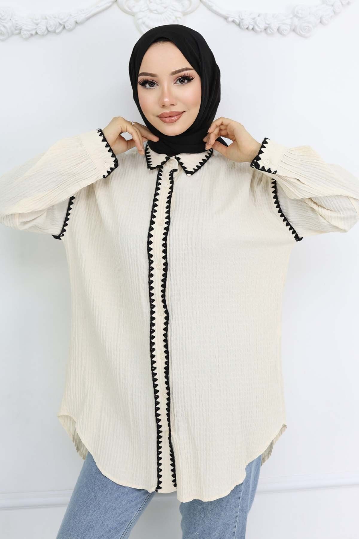 benguen-2047 Model Embroidered Shirt - Stone Color 3