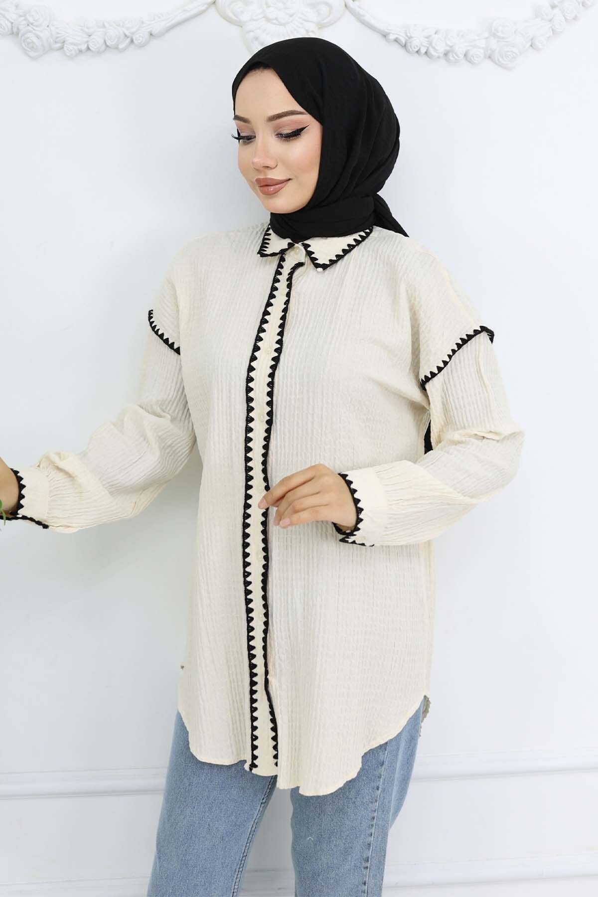 benguen-2047 Model Embroidered Shirt - Stone Color 5