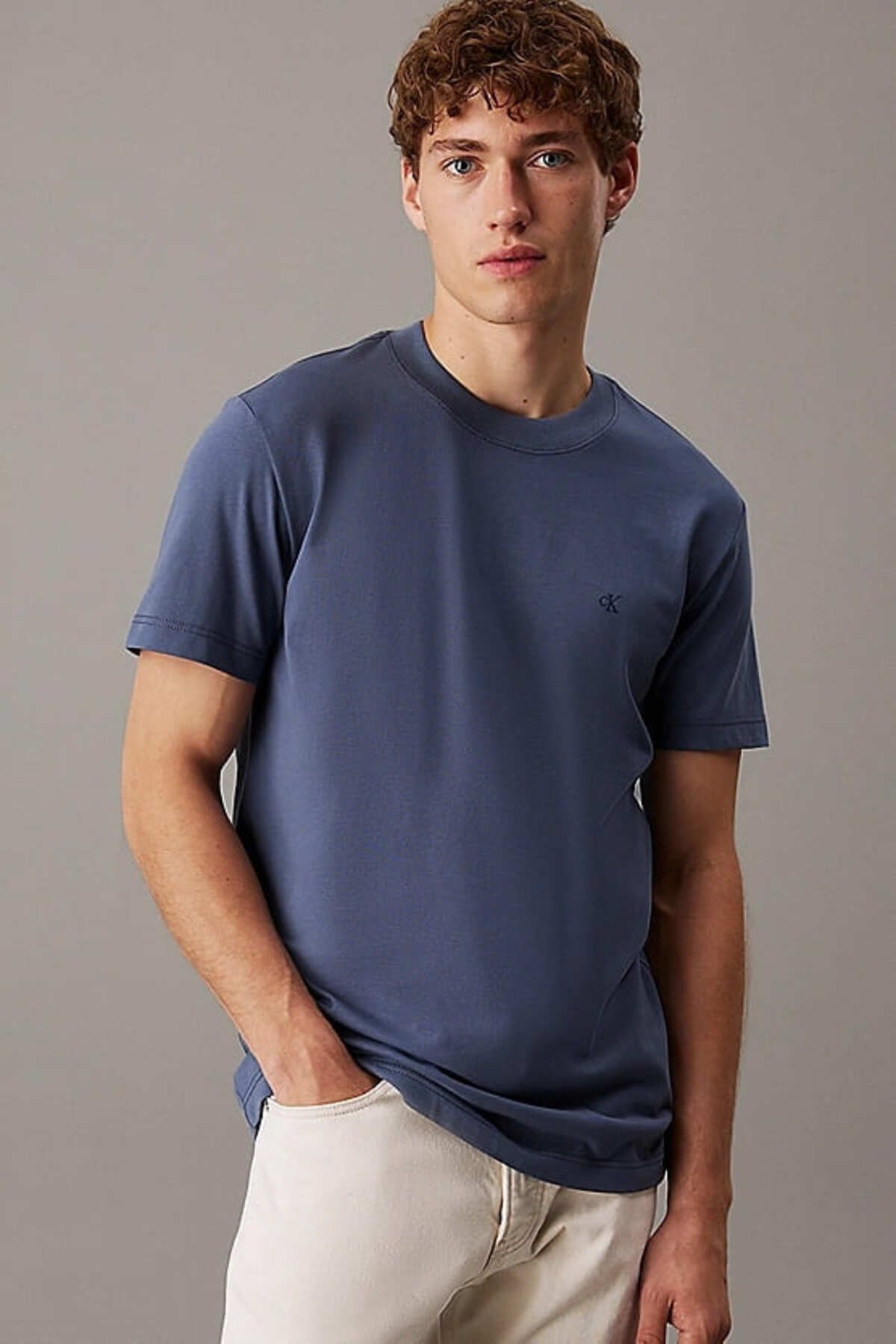 تی شرت مردانه کشش سنگین Ck - آبی Calvin Klein