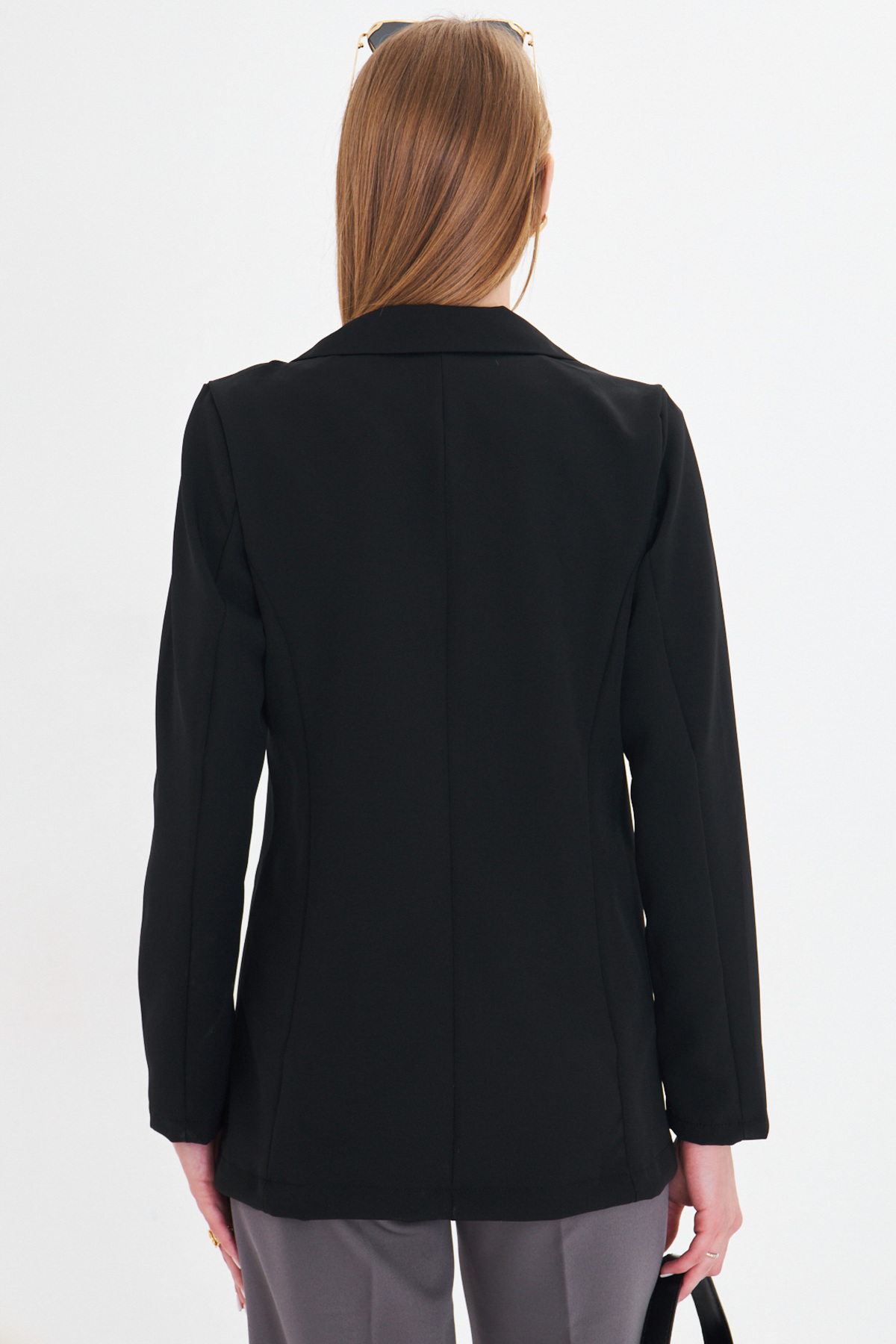 armonika  Kadın Siyah Tek Düğmeli Ceket Arm-23y001047 - Görsel 6