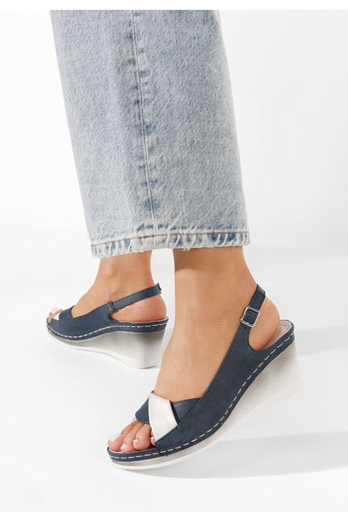 B T Shoes Sandale Cu Talpa Ortopedica Chase Navy Femeie - 38