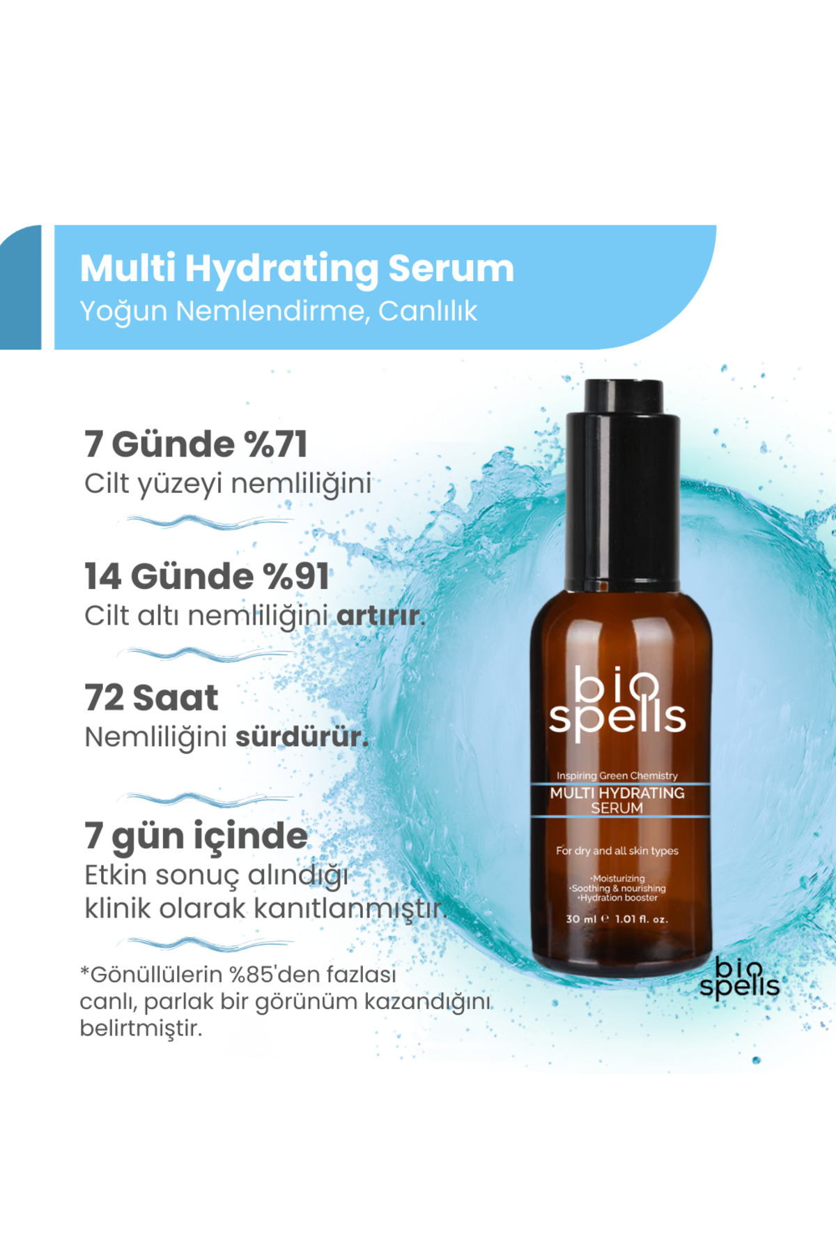 Multi Hydrating Serum 30ml - Yoğun Nemlendirme ve Dolgunlaştırıcı Etkili Cilt Bakım Serumu — MM003 — تصویر 3 از 4