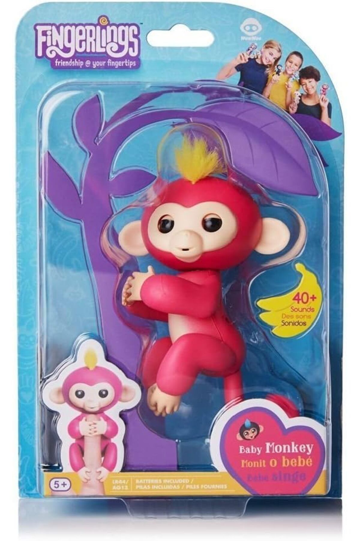 Yelajoy-Finger Monkey Toy,Interactive Baby Monkey Reacts to Touch,has a unique voice and personality,Red 6