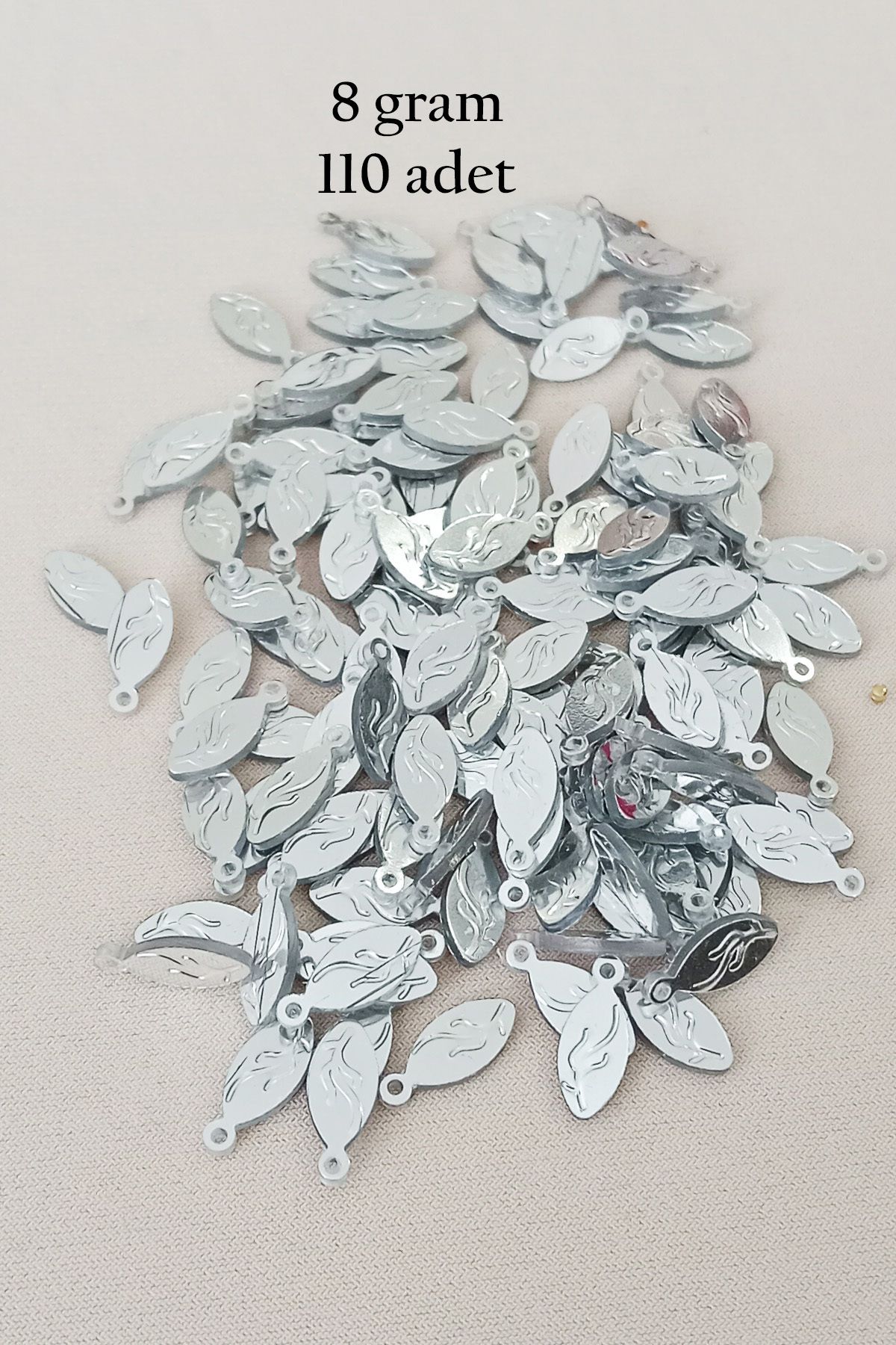 Royaleks Oya Abiye Bileklik Kolye Pleksi Metalik Plastik Pul Gümüş Renk 8 gram 110 adet - BNC515