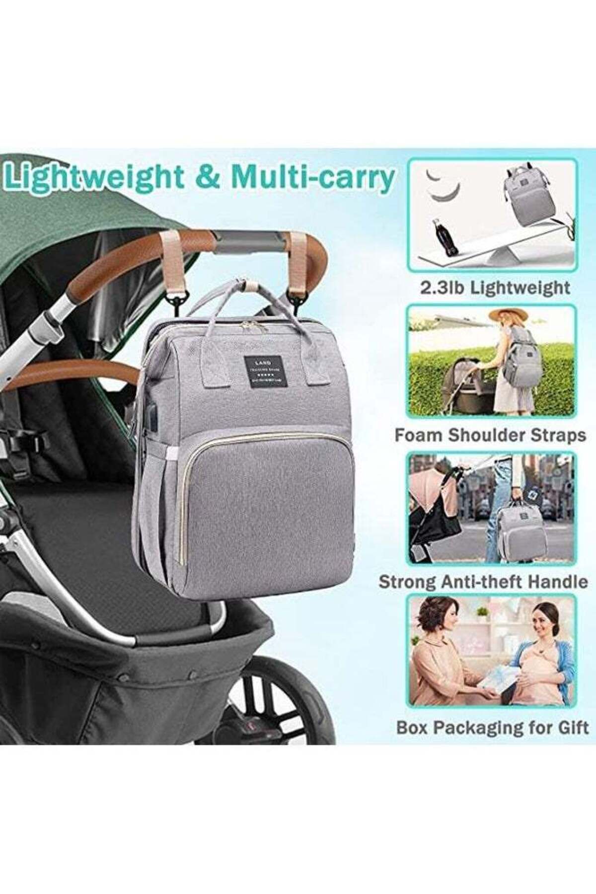 COOYA-Multifunctional Portable Mommy Diaper Bag Backpack,Changing Station Mosquito Net & USB Charging Port 5