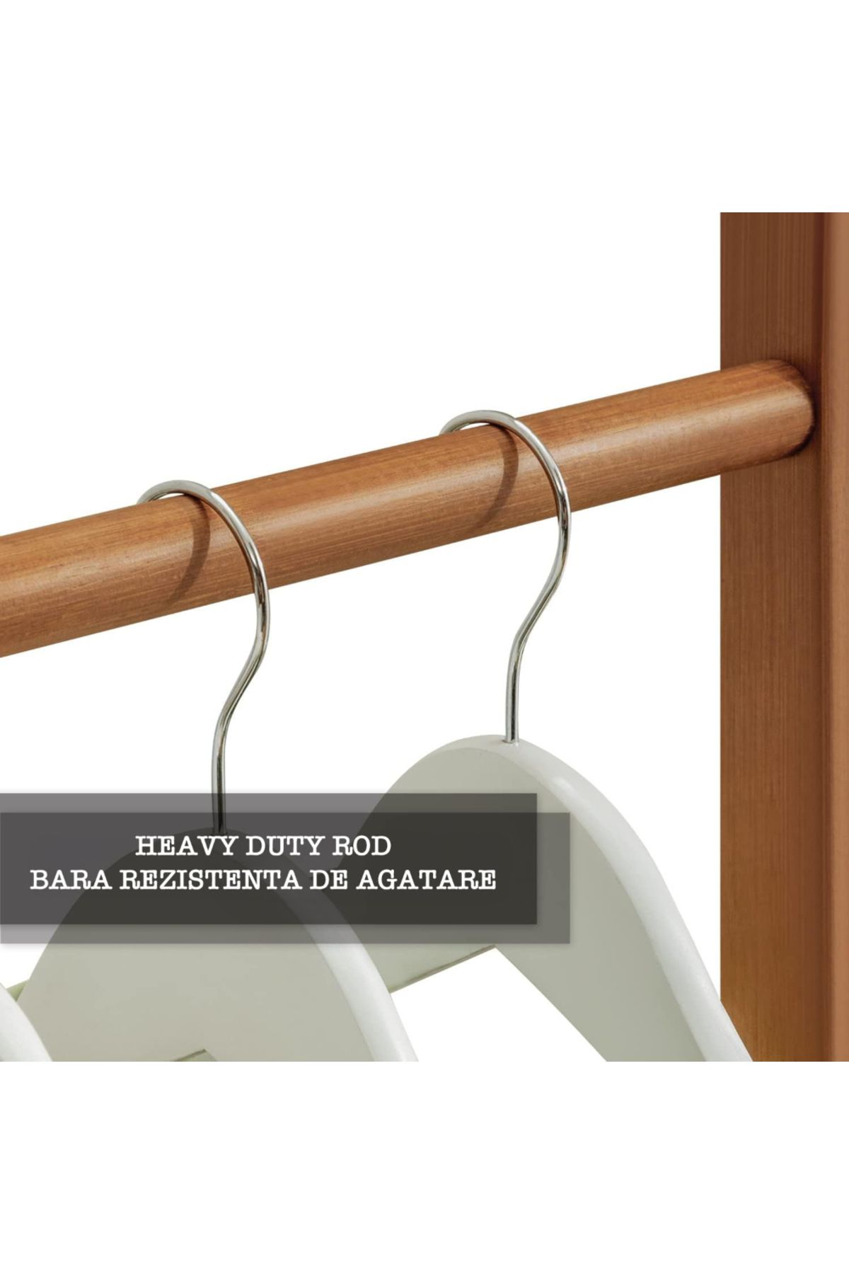 Quasar & Co.-Hallway Hanger, ®, With Wheels, Suitable for Clothes/Shoes, Bamboo, 100x35x155 Cm, ​​Brown 5