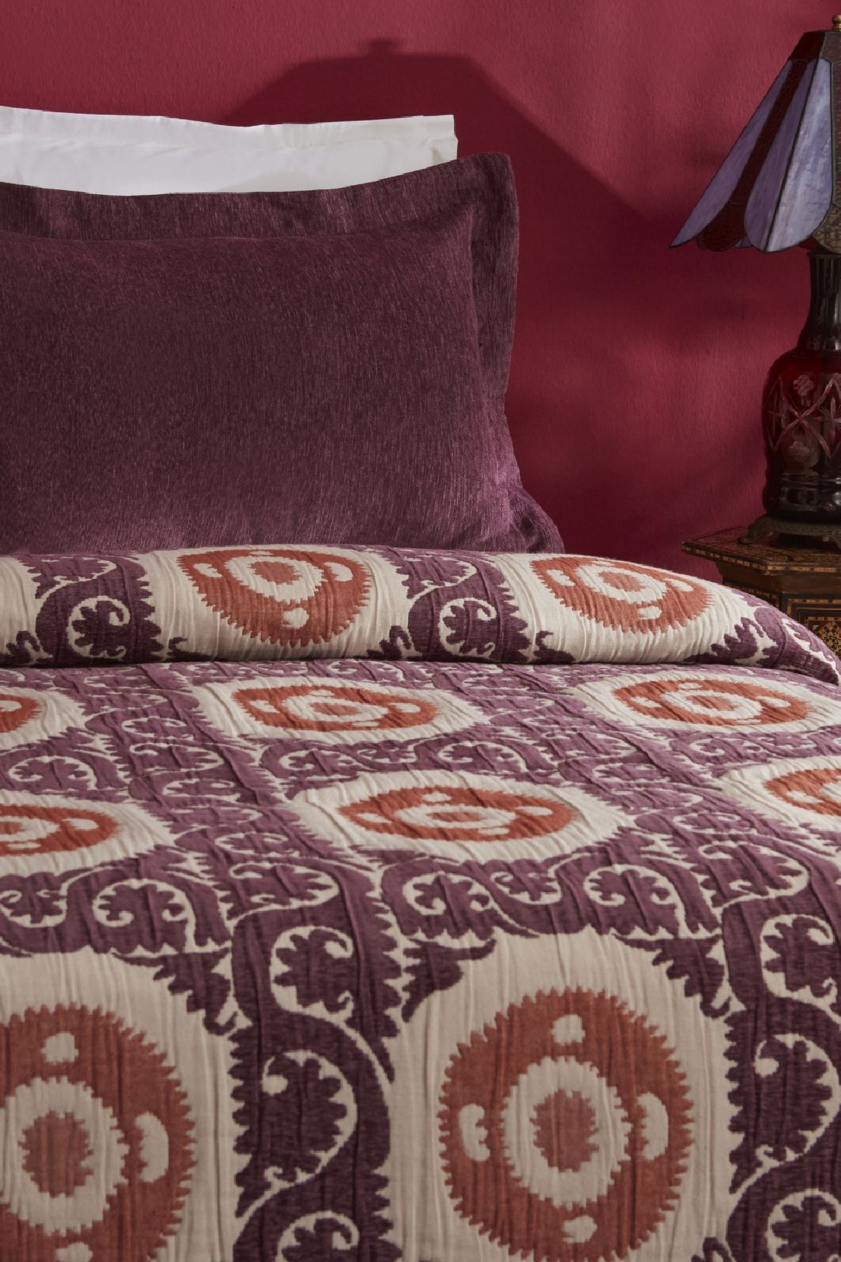 Karaca Home-Ruan Plum Double Bedspread Set 5